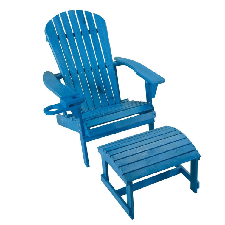 Rosecliff Heights Colyn Solid Wood Adirondack Chair with Ottoman